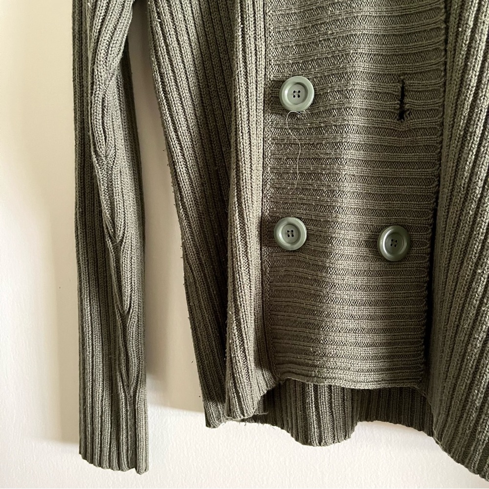 Ashley by 26 International USA Olive Green Button Up Hooded Cardigan - Picture 6 of 8